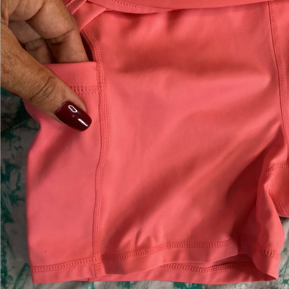 90 Degree By Reflex Vibrant Coral Athletic Shorts L - Picture 11 of 12